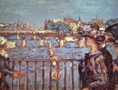 Pont des Arts, ca. 1905 (olie på kort lagt på træ) af Pierre Bonnard