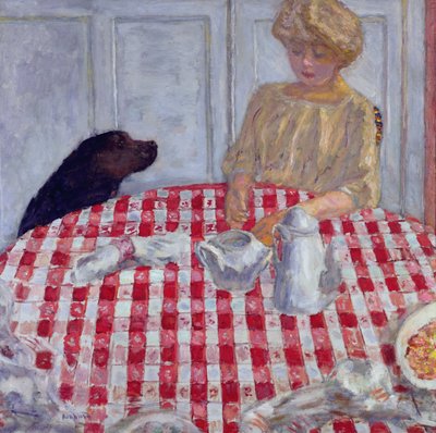 Den rødt ternede dug eller Hundemiddagen, 1910 af Pierre Bonnard