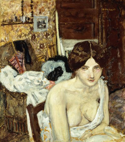 Den hvilende model; Le Repos de Modele, ca. 1910 (olie på bord) af Pierre Bonnard