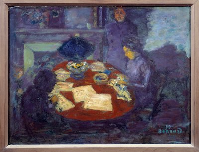 Under lampen Maleri af Pierre Bonnard (1867-1947) 1899 Dim: 0,34x0,44 m Paris, Musee d