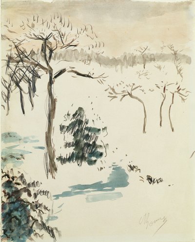 Winter Landscape, 1910 (wc & blyant på papir) af Pierre Bonnard