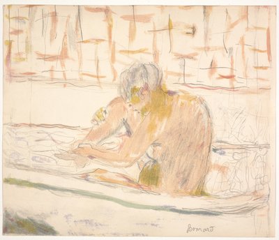 Kvinde siddende i sit bad af Pierre Bonnard