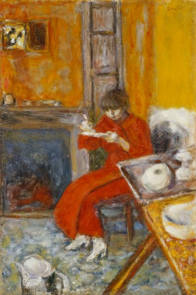 Kvinde i rød kappe; Kvinde i rød badekåbe af Pierre Bonnard