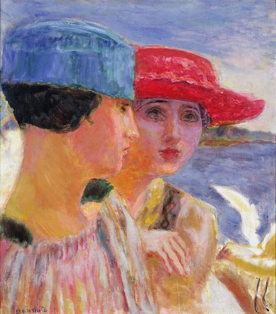 Unge kvinder med en måge, 1917 af Pierre Bonnard
