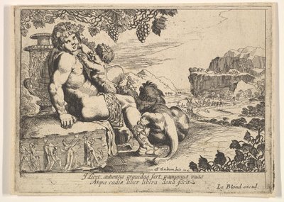 Bacchus, Satyr og Løve, 1610-42. af Pierre Brebiette