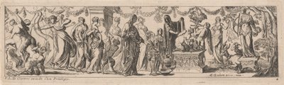 Kvindelig Satyr med børn på et alter af Pierre Brebiette