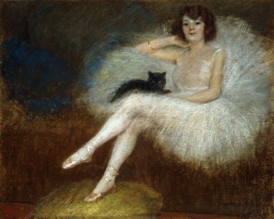 Ballerina med en sort kat af Pierre Carrier-Belleuse