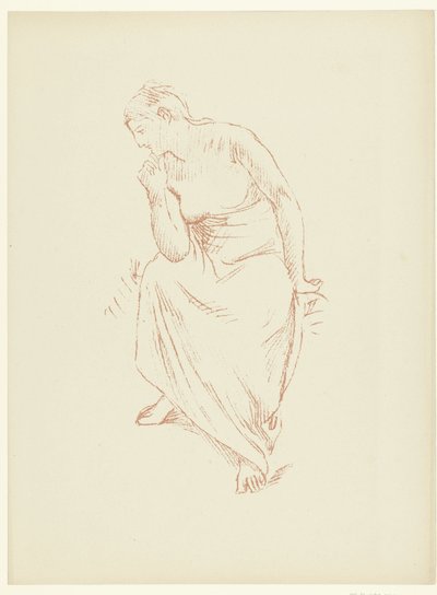 Zittende halv naakte vrouw Studie af en siddende nøgen kvinde halvt draperet Undersøgelse The Trial (serietitel) af Pierre Cécile Puvis de Chavannes
