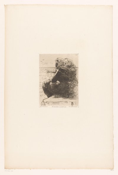 Hvilende kvinder på kysten Pecheuses à Granville. (titel på objekt) af Pierre Celestin Billet