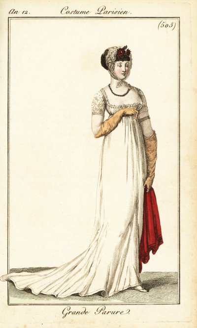 Kvinde i festtøj tegnet i Operaen, Paris af Pierre Charles Baquoy