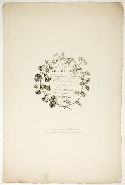 Omslag til samling af forskellige blomsterbuketter, opfundet og tegnet af Jean Pillement og graveret af P. C. Canot af Pierre Charles Canot