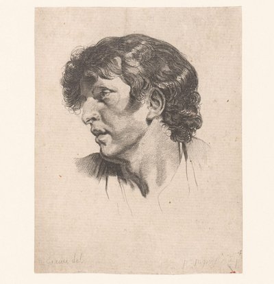 Hovedet af en ung mand, drejet til venstre Hoveder af forskellige figurer (serietitel) ir. Cahier de Têtes de différens Caracteres (serietitel) af Pierre Charles Ingouf
