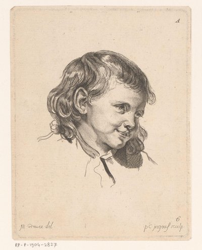Barnets hoved, drejet til højre Hoveder af forskellige figurer (serietitel) ir. Cahier de Têtes de différens Caracteres (serietitel) af Pierre Charles Ingouf