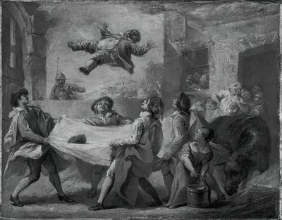 Sancho Panza bliver smidt i et tæppe, 172324. af Pierre Charles Tremolieres
