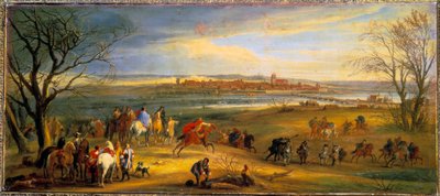 Devolutionskrigen (1667-1668): "" Tilfangetagelse af Dole i Franche-Comte af kong Ludvig XIV, 16. februar af Pierre Denis Martin