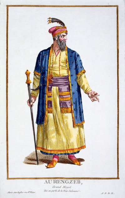 Aurangzeb, Great Khan of the Mongol Hordes fra Recueil des Estampes, repræsentant les Rangs et des Dignites, ifølge Costume of all exist ations