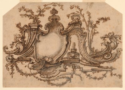 Design til paneldekoration med Rocaille Ornament af Pierre Edme Babel