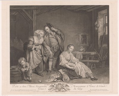 Ung kvinde ved siden af ​​en kurv med knuste æg Les oeufs cassés (titel på objekt) af Pierre Etienne Moitte