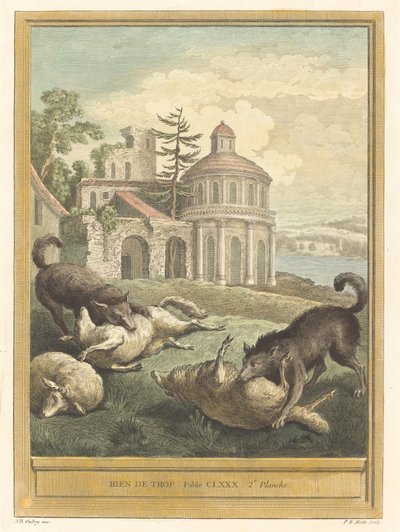 Rien de trop (Intet i overskud) af Pierre Etienne Moitte after Jean Baptiste Oudry