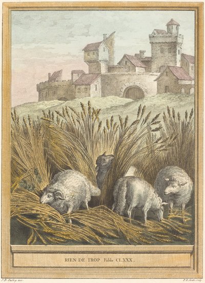 Rien de trop (Intet i overskud) af Pierre Etienne Moitte after Jean Baptiste Oudry