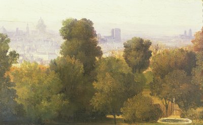 Paris set fra Bellevilles højder, c.1830 af Pierre Etienne Theodore Rousseau