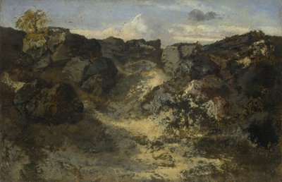 Klippelandskab, ca. 1840 af Pierre Etienne Theodore Rousseau