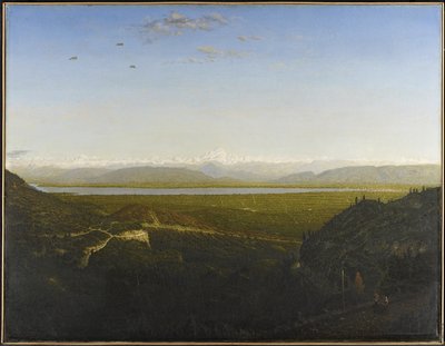 Udsigt over Mont Blanc, se fra La Faucille, ca. 1865 (olie på lærred) af Pierre Etienne Theodore Rousseau