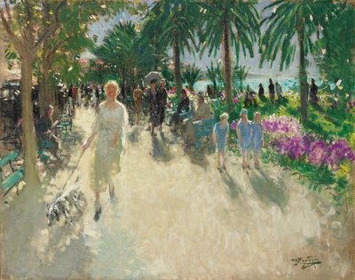 La Croisette, Cannes (olie på lærred) af Pierre Eugene Montezin