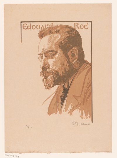 Portræt af Édouard Rod Edouard Rod (titel på objekt) af Pierre Eugène Vibert (signed by artist)