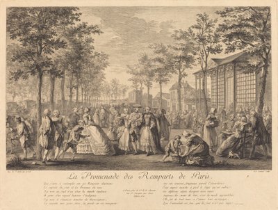 Gåturen langs Paris volde af Pierre Francois Courtois after Augustin de Saint Aubin