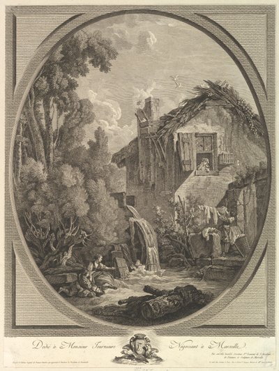 Paysage au Moulin vindmøllelandskab, 1700-tallet. af Pierre Francois Laurent