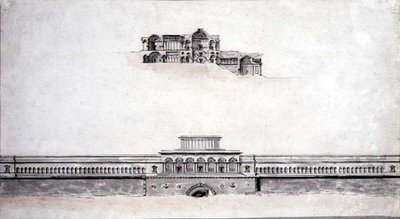 Design til et nyklassicistisk palads af Pierre Francois Leonard Fontaine