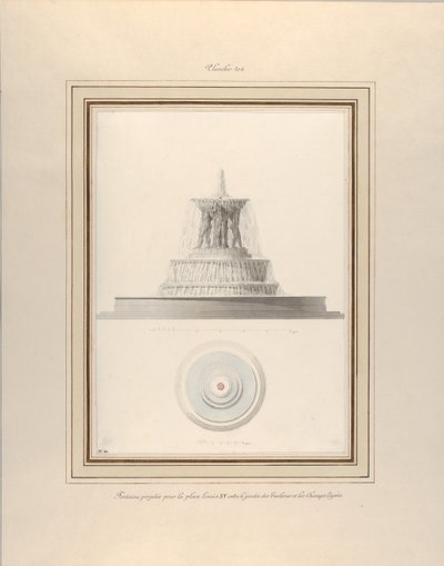 Projekt til et springvand til La Place Louis XV, ca. 1806. af Pierre Francois Leonard Fontaine