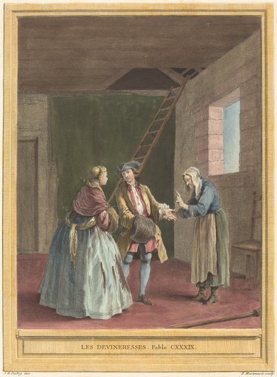 Les devineresses (Spåkonerne) af Pierre Francois Martenasie after Jean Baptiste Oudry