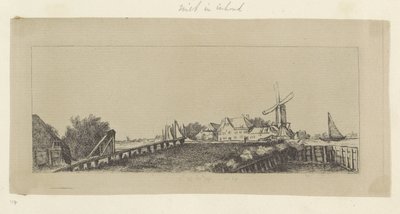 Landskab med træbro og mølle Recueil de quatre-vingt-cinq estampes originales (serietitel) af Pierre François Basan (workshop of)