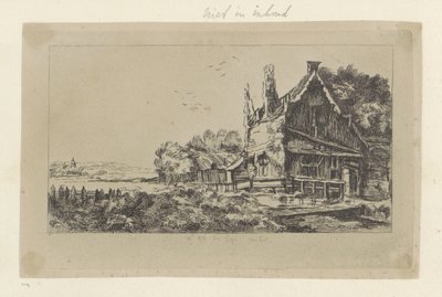 Landskab med huset med tre skorstene Recueil de quatre-vingt-cinq estampes originales (serietitel) af Pierre François Basan (workshop of)