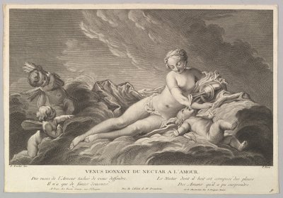 Venus giver nektar til Amor, 1700-tallet. af Pierre François Basan