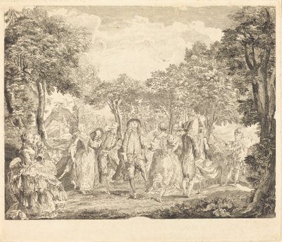 Ballet i Operaen af Pierre François Basan after Gabriel Jacques de Saint Aubin