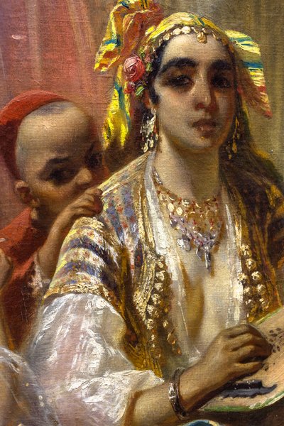 Kvinderne i Algier, gårdspladsens interiør af Pierre François Eugène (after) Giraud