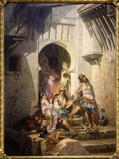 Kvinderne i Algier, gårdspladsens interiør af Pierre François Eugène (after) Giraud
