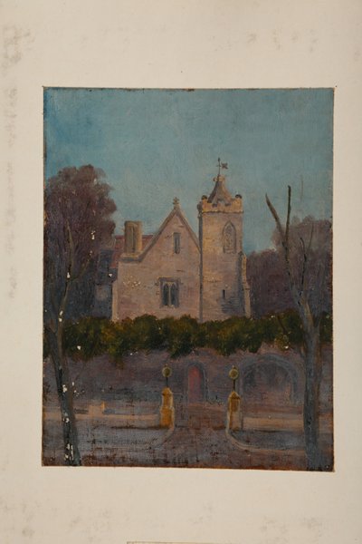 Grammar Hall (olie på lærred monteret på kort) af Pierre François Joseph Tonneau