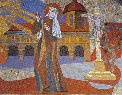 Nærbillede af et vægmaleri, St. Therese