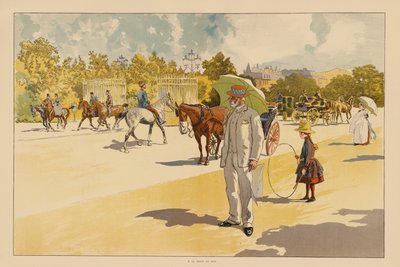 Ved porten til Bois de Boulogne, Paris (farvelitografi) af Pierre Georges Jeanniot