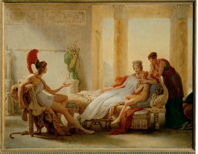 Aeneas og Dido, skitse til et større oliemaleri ... af Pierre Guérin