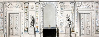 Design til en salon (kridt, blæk, akvarel og kropsfarve på papir) af Pierre II Rousseau