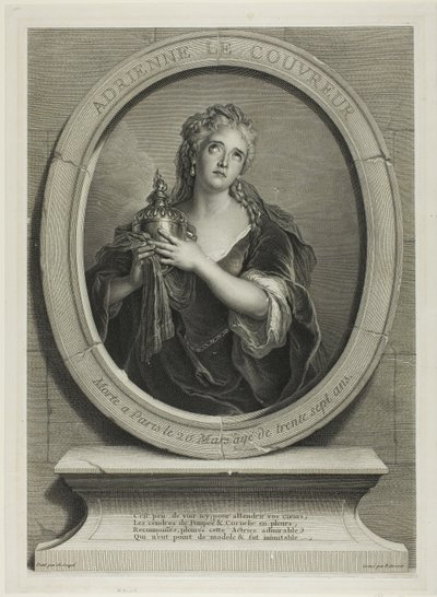 Portræt af Adrienne Le Couvreur af Pierre Imbert Drevet