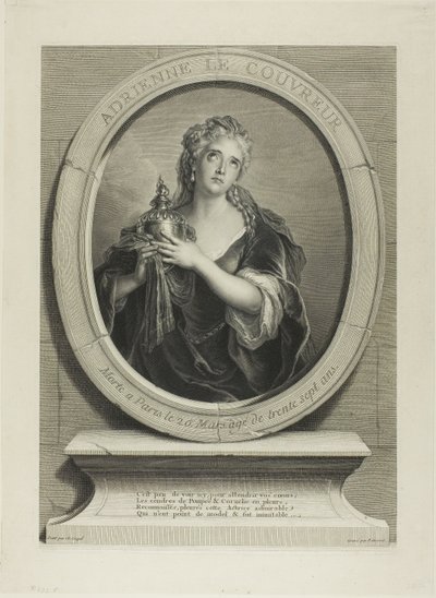 Portræt af Adrienne Le Couvreur af Pierre Imbert Drevet
