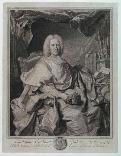 Portræt af Guillaume Cardinal Dubois (1650-1723) af Pierre Imbert Drevet