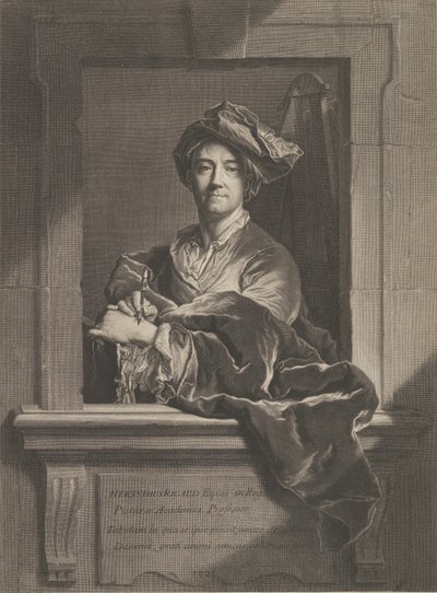 Portræt af Hyacinthe Rigaud, 1721. af Pierre Imbert Drevet
