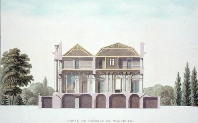 Tværsnit af Chateau of Wannagem, nær Oudenarde, Belgien, fra 